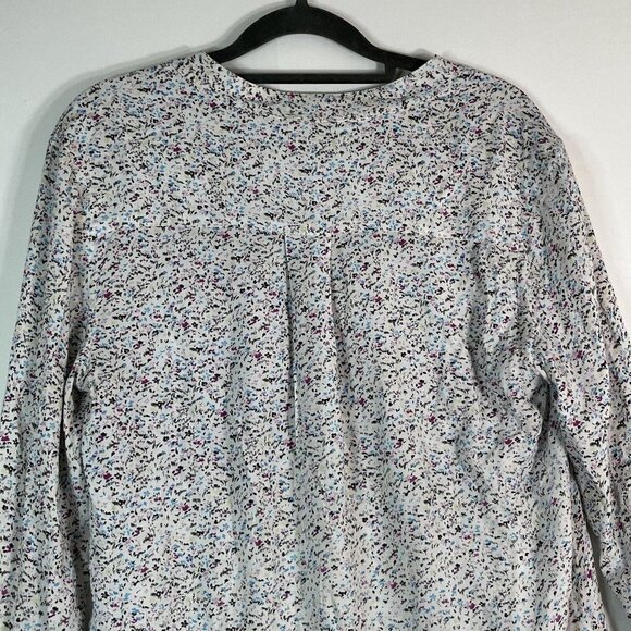 Ella Moss Long Sleeve Half Button Front Floral Blouse Breast Pockets White XS - Picture 9 of 10